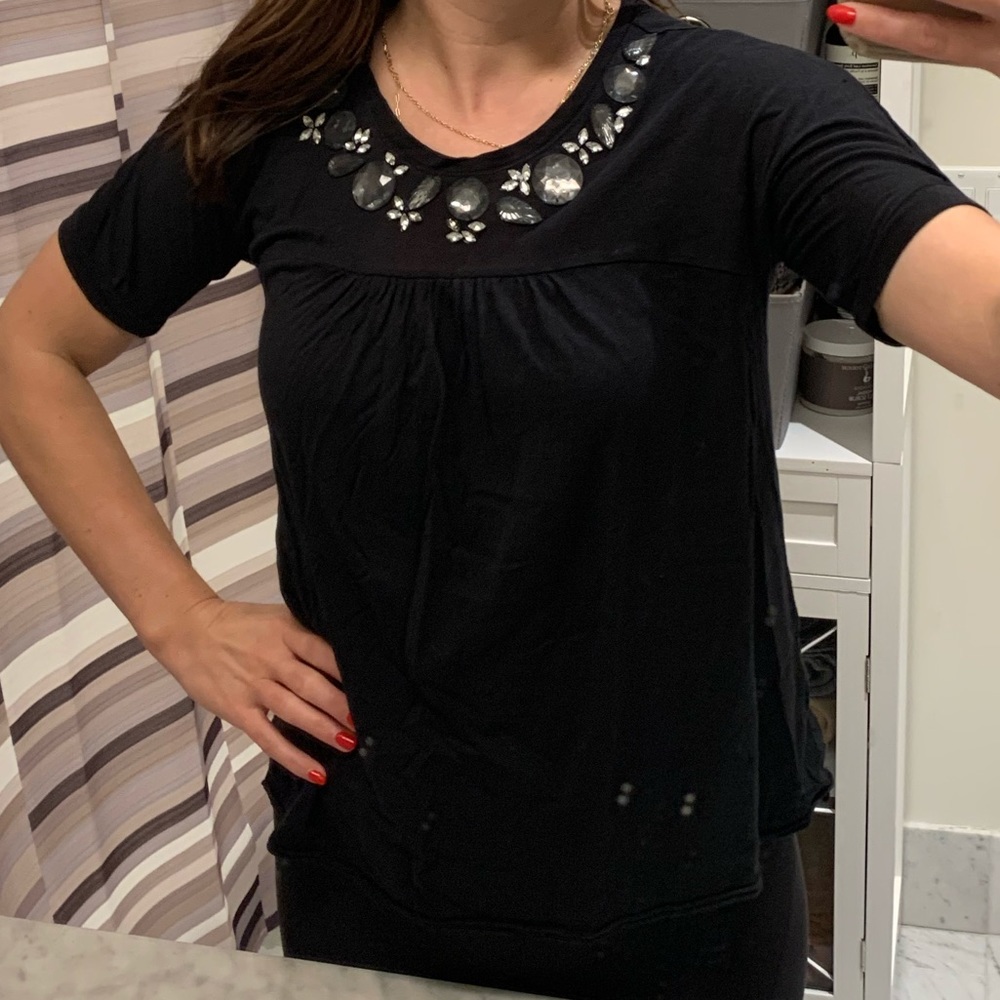 Rebecca taylor beaded neck t-shirt